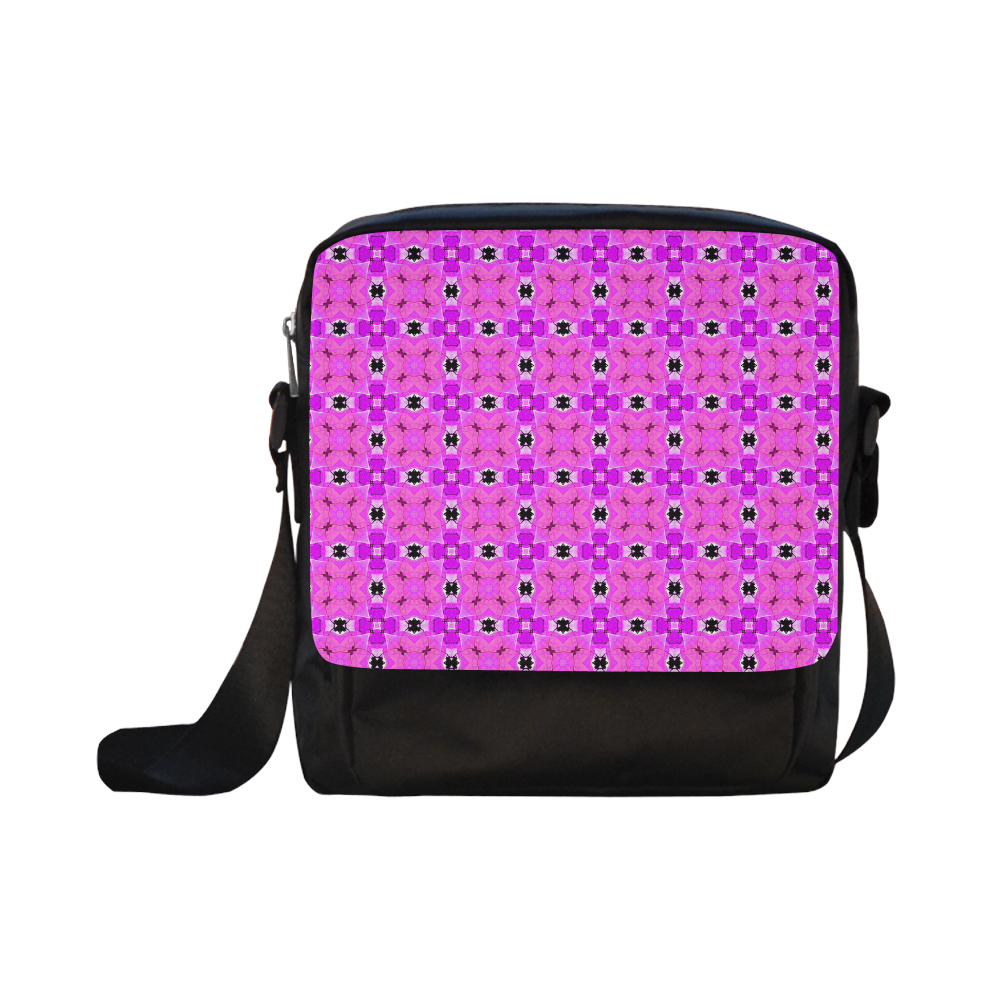 Circle Lattice of Floral Pink Violet Modern Quilt Crossbody Nylon Bags (Model 1633)