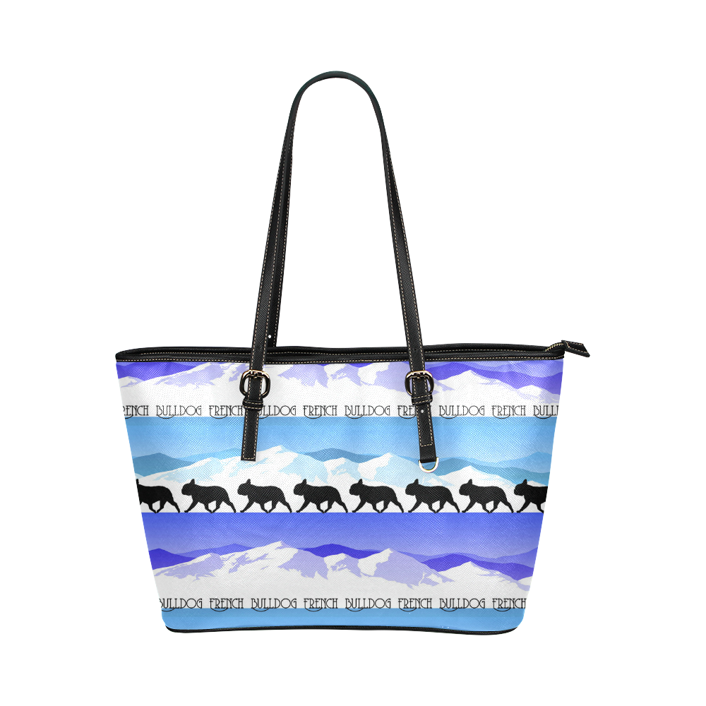 Frenchie Blues Leather Tote Bag/Small (Model 1651)