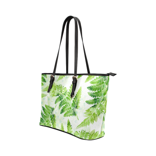 Green Fern Leather Tote Bag/Small (Model 1651)