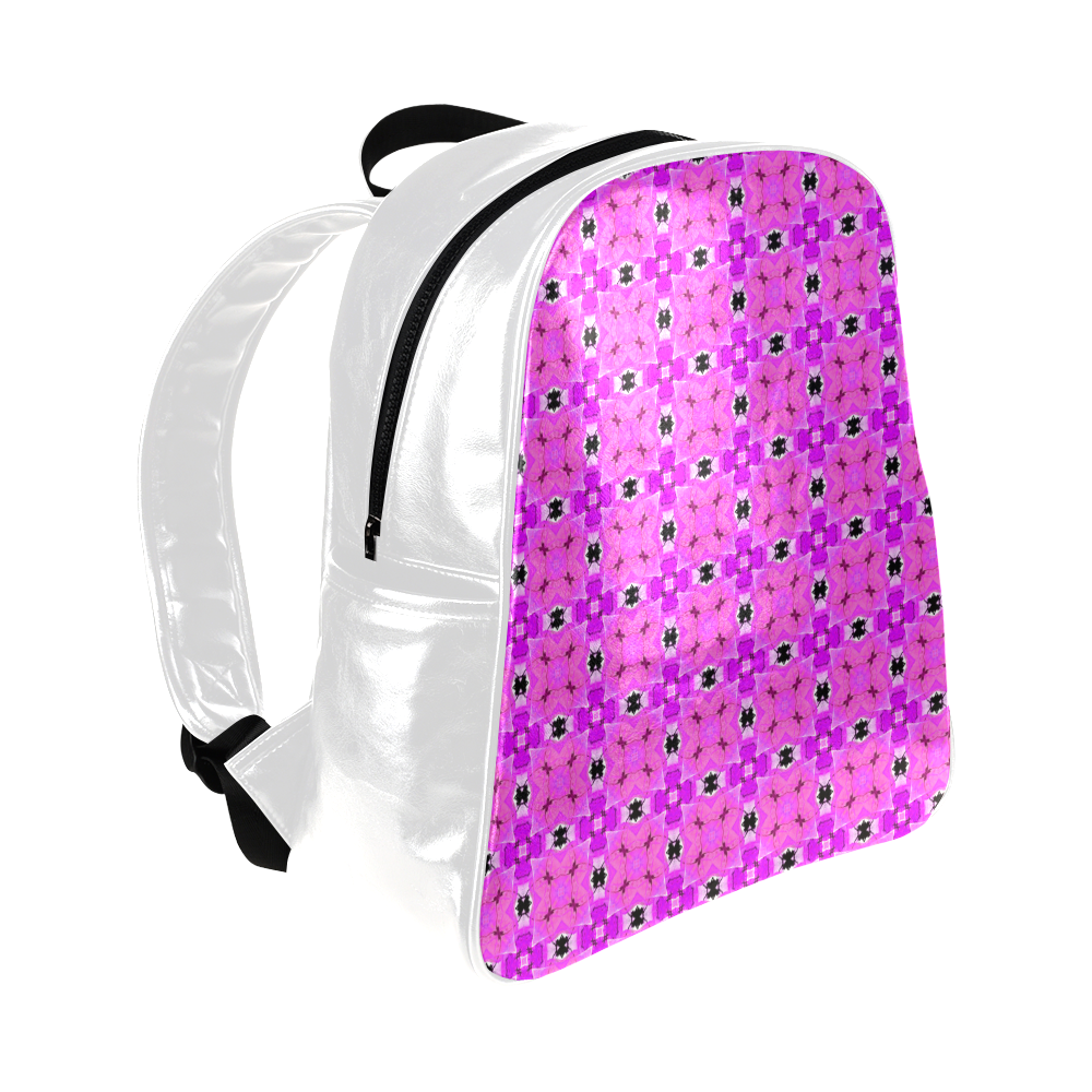 Circle Lattice of Floral Pink Violet Modern Quilt Multi-Pockets Backpack (Model 1636)