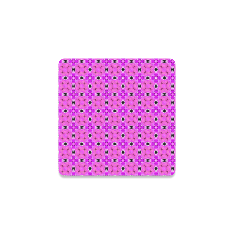 Circle Lattice of Floral Pink Violet Modern Quilt Square Coaster