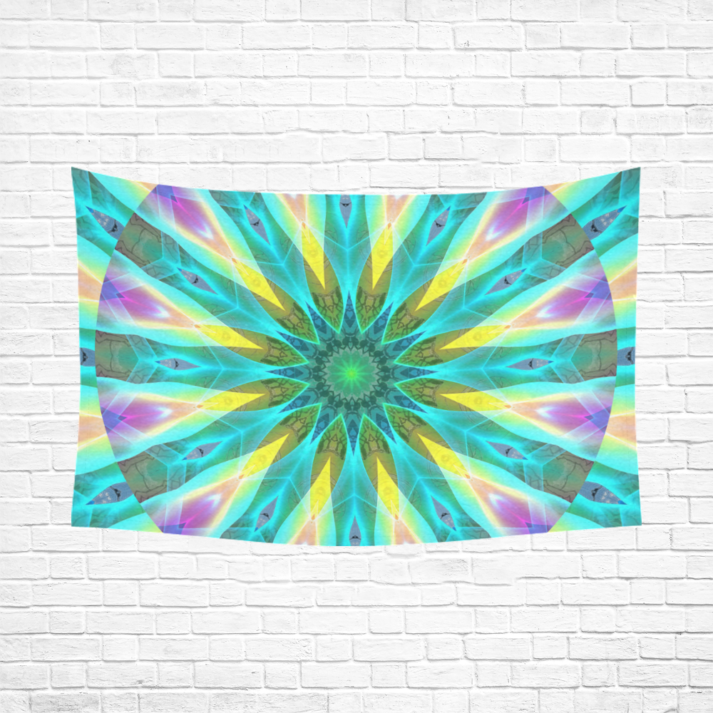 Golden Violet Peacock Sunrise Abstract Wind Flower Cotton Linen Wall Tapestry 90"x 60"