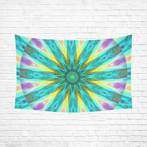 Golden Violet Peacock Sunrise Abstract Wind Flower Cotton Linen Wall Tapestry 90"x 60"