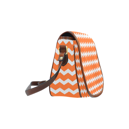 Modern Trendy Pastel Grey Orange Zig Zag Pattern Chevron Saddle Bag/Small (Model 1649) Full Customization