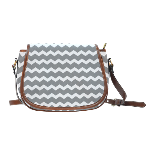 Modern Trendy Pastel Grey Grey Pink Zig Zag Pattern Chevron Saddle Bag/Small (Model 1649) Full Customization