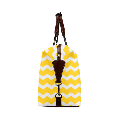 Modern Trendy Pastell Grey Sunny Yellow Zig Zag Pattern Chevron Classic Travel Bag (Model 1643)