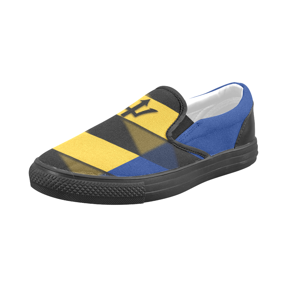 The Flag of Barbados Men's Slip-on Canvas Shoes (Model 019)