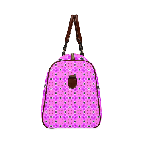 Circle Lattice of Floral Pink Violet Modern Quilt Waterproof Travel Bag/Large (Model 1639)