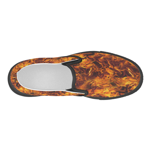 Flaming Fire Pattern Women's Slip-on Canvas Shoes (Model 019)
