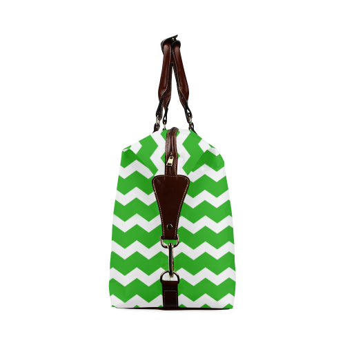 Modern Trendy Pastel Grey Green Zig Zag Pattern Chevron Classic Travel Bag (Model 1643)