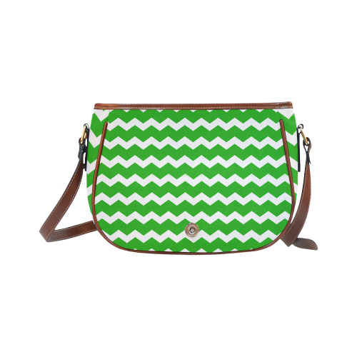 Modern Trendy Pastell Grey Green Zig Zag Pattern Chevron Saddle Bag/Small (Model 1649) Full Customization