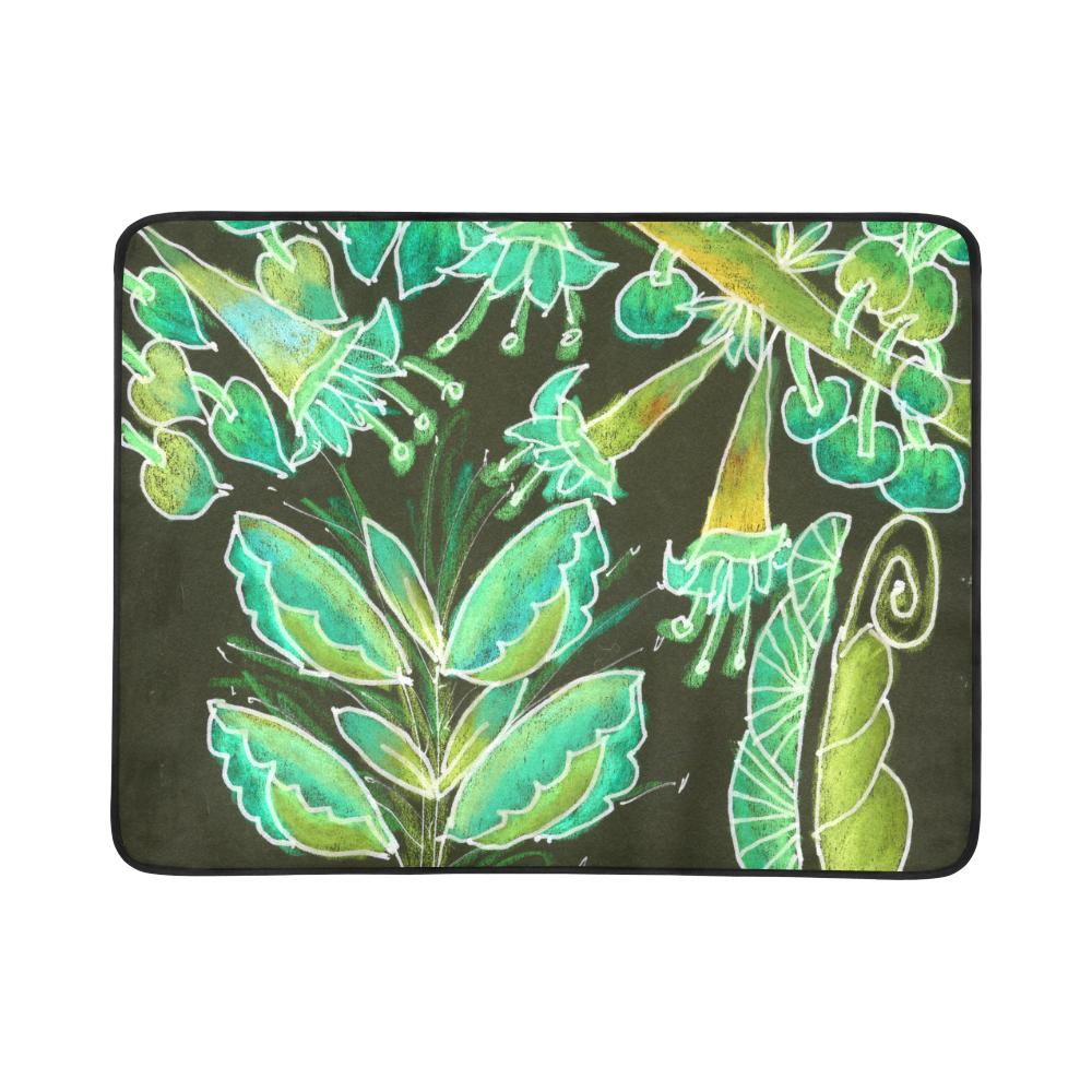Irish Garden, Lime Green Flowers Dance in Joy Beach Mat 78"x 60"