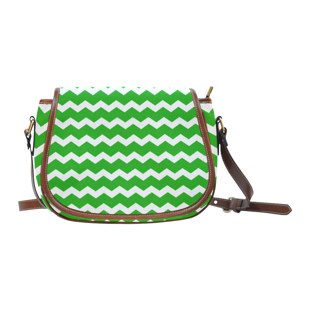 Modern Trendy Pastell Grey Green Zig Zag Pattern Chevron Saddle Bag/Small (Model 1649) Full Customization