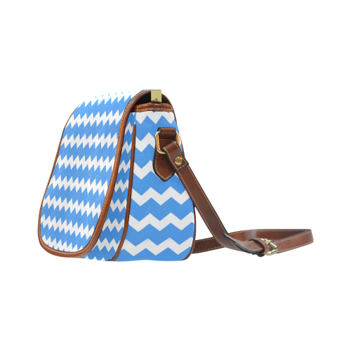 Modern Trendy Pastel Grey Blue Pink Zig Zag Pattern Chevron Saddle Bag/Small (Model 1649) Full Customization