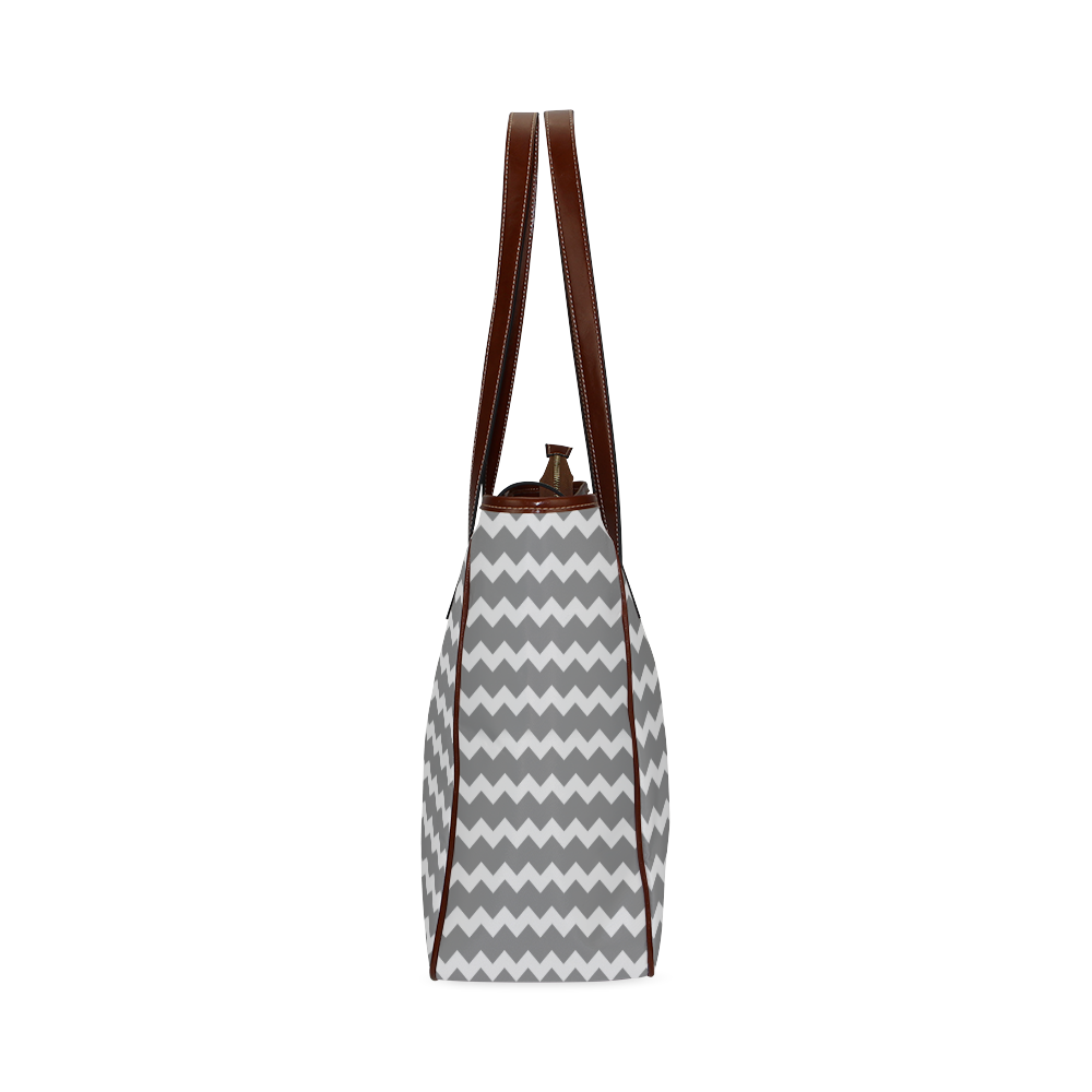 Modern Trendy Pastell Grey Zig Zag Pattern Chevron Classic Tote Bag (Model 1644)