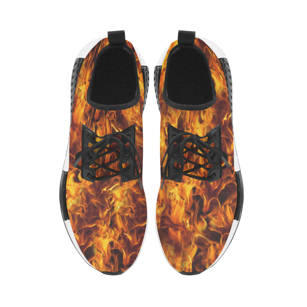 Flaming Fire Pattern Men’s Draco Running Shoes (Model 025)