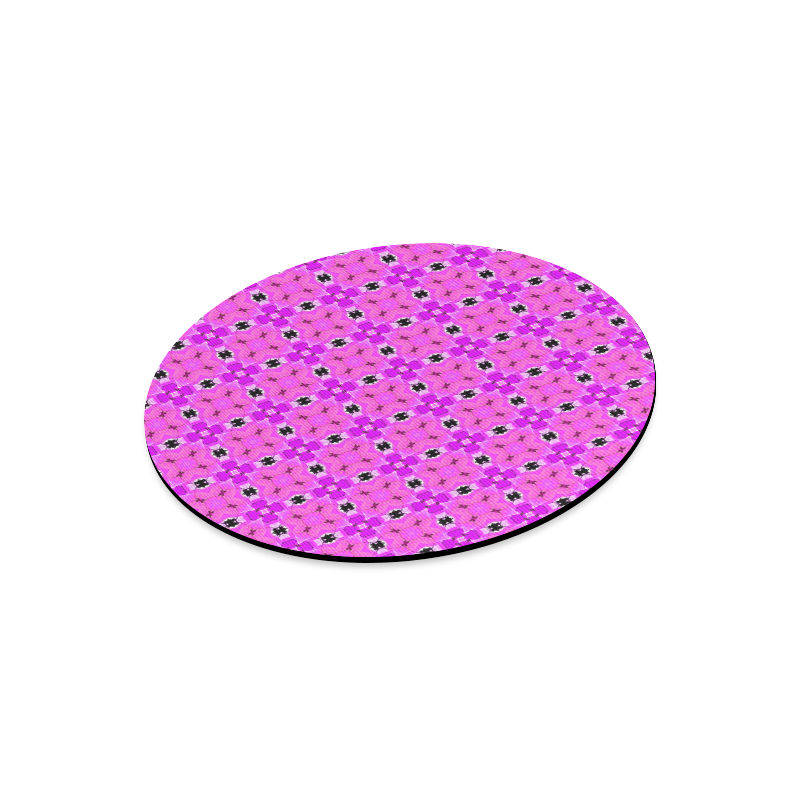 Circle Lattice of Floral Pink Violet Modern Quilt Round Mousepad