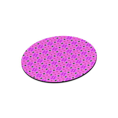 Circle Lattice of Floral Pink Violet Modern Quilt Round Mousepad