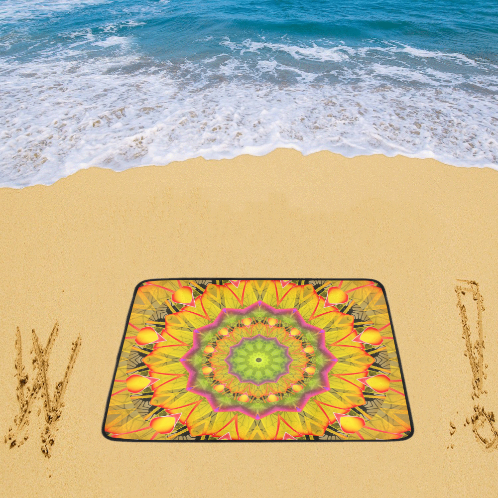 Beach Grass Golden Red Foliage Abstract Fall Days Beach Mat 78"x 60"