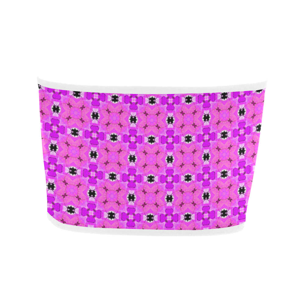 Circle Lattice of Floral Pink Violet Modern Quilt Bandeau Top