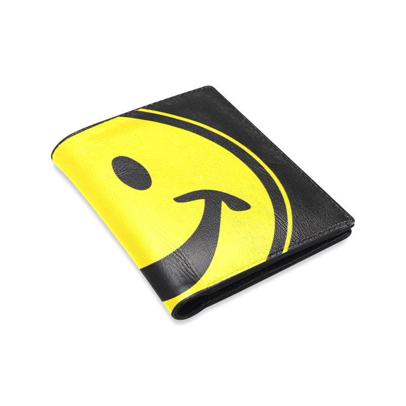 Funny yellow SMILEY for happy people Men's Leather Wallet (Model 1612)