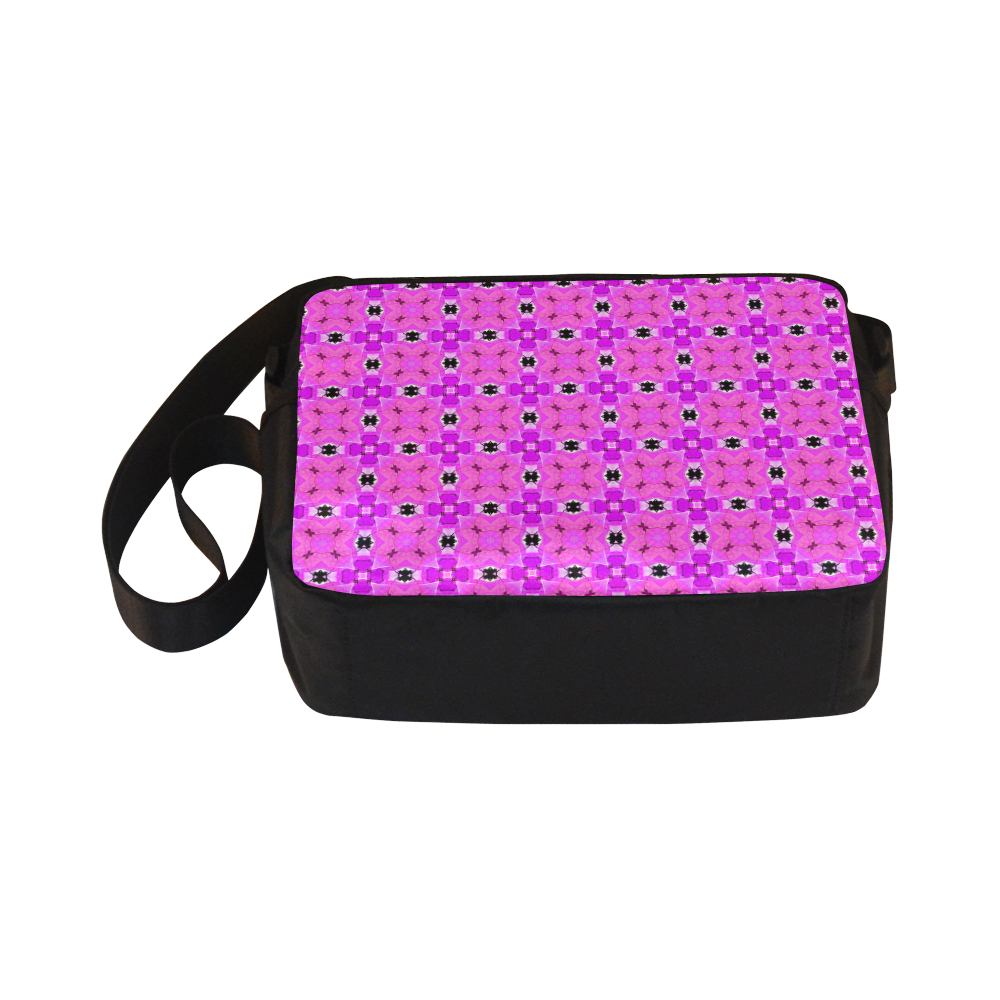 Circle Lattice of Floral Pink Violet Modern Quilt Classic Cross-body Nylon Bags (Model 1632)