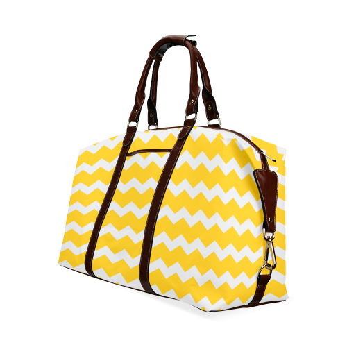 Modern Trendy Pastell Grey Sunny Yellow Zig Zag Pattern Chevron Classic Travel Bag (Model 1643)