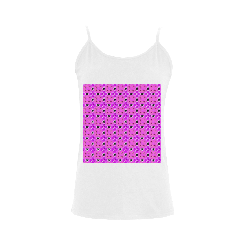 Circle Lattice of Floral Pink Violet Modern Quilt Women's Spaghetti Top (USA Size) (Model T34)