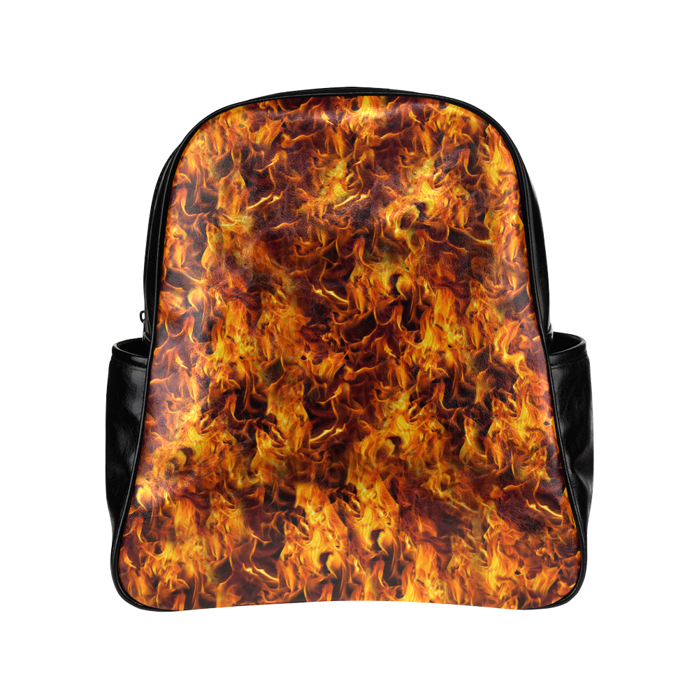 Flaming Fire Pattern Multi-Pockets Backpack (Model 1636)