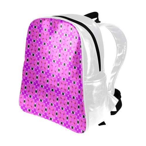 Circle Lattice of Floral Pink Violet Modern Quilt Multi-Pockets Backpack (Model 1636)