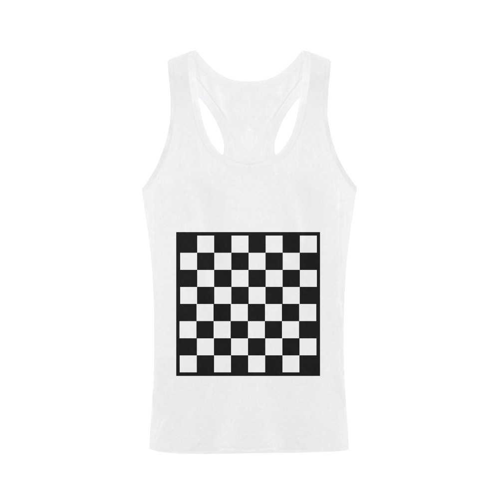 Chequered Chess Plus-size Men's I-shaped Tank Top (Model T32)