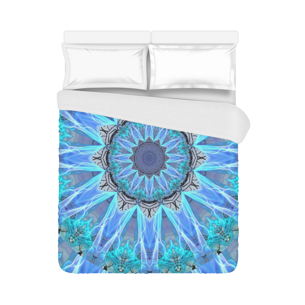 Sapphire Ice Flame, Cyan Blue Crystal Wheel Duvet Cover 86"x70" ( All-over-print)