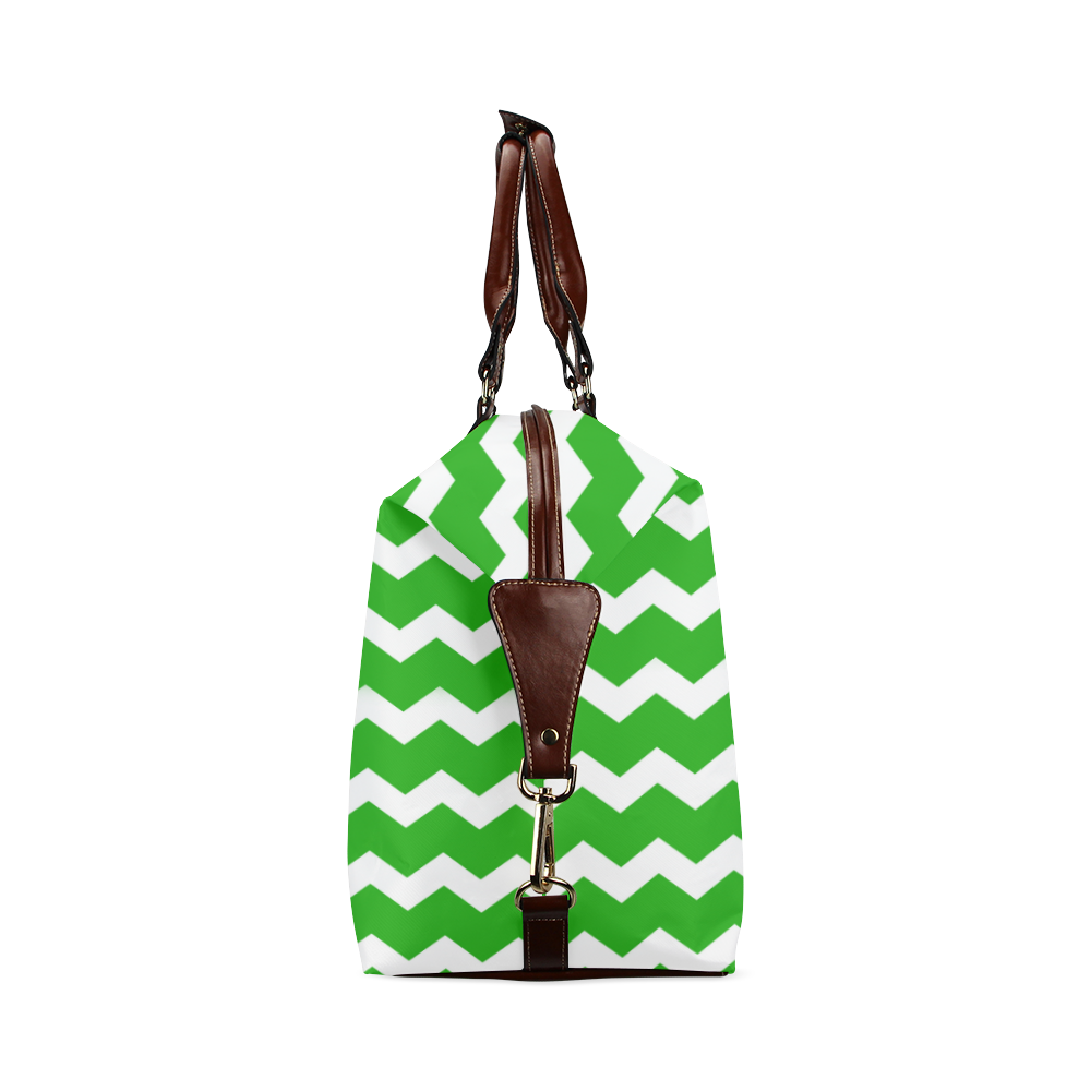 Modern Trendy Pastel Grey Green Zig Zag Pattern Chevron Classic Travel Bag (Model 1643)