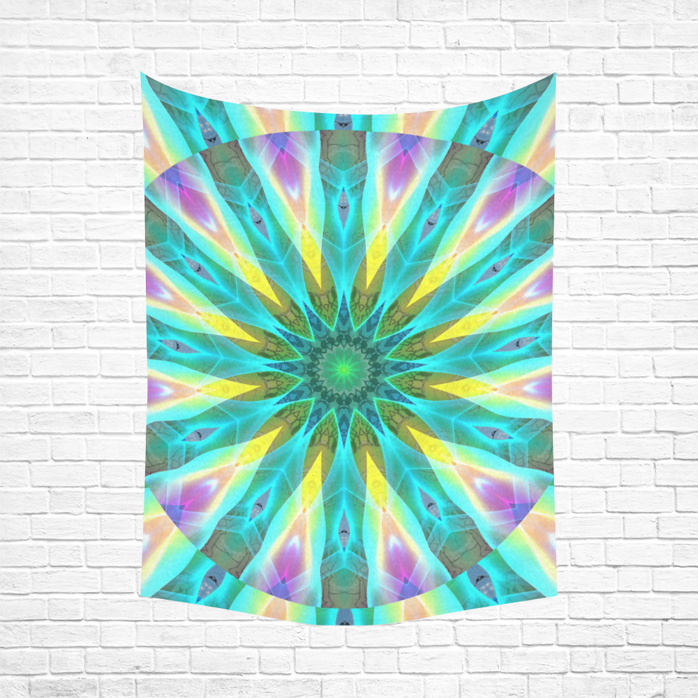 Golden Violet Peacock Sunrise Abstract Wind Flower Cotton Linen Wall Tapestry 60"x 80"