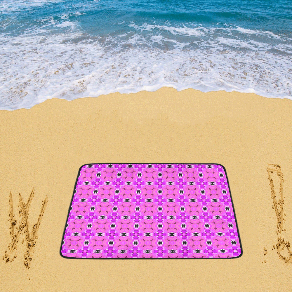 Circle Lattice of Floral Pink Violet Modern Quilt Beach Mat 78"x 60"