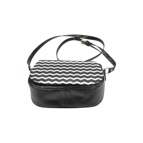 Modern Trendy Pastell Grey Black Zig Zag Pattern Chevron Classic Saddle Bag/Large (Model 1648)