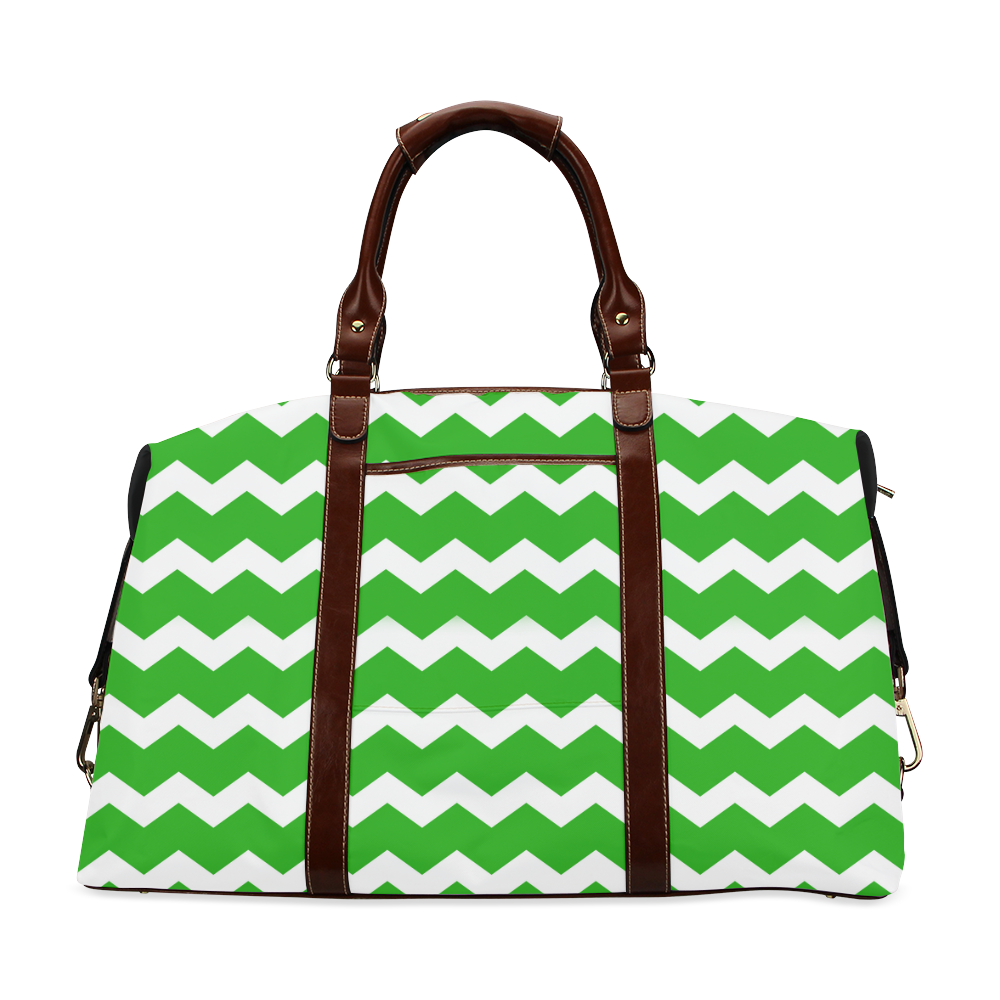 Modern Trendy Pastel Grey Green Zig Zag Pattern Chevron Classic Travel Bag (Model 1643)