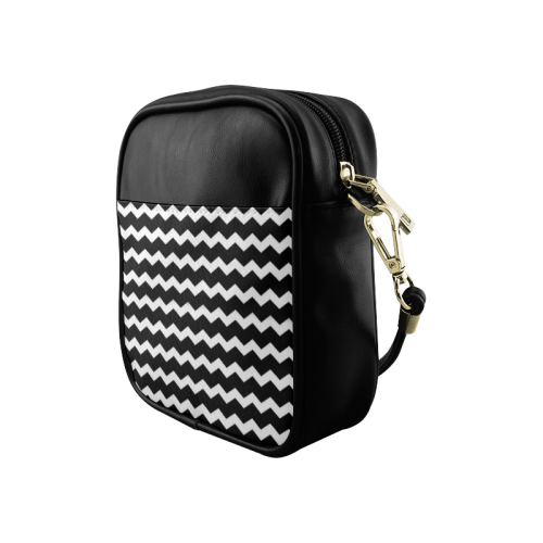 Modern Trendy Pastell Grey Black Zig Zag Pattern Chevron Sling Bag (Model 1627)