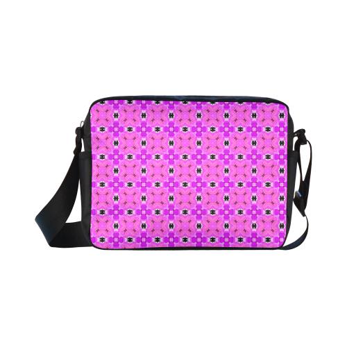 Circle Lattice of Floral Pink Violet Modern Quilt Classic Cross-body Nylon Bags (Model 1632)