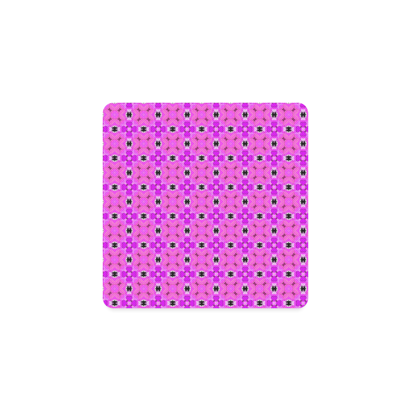 Circle Lattice of Floral Pink Violet Modern Quilt Square Coaster