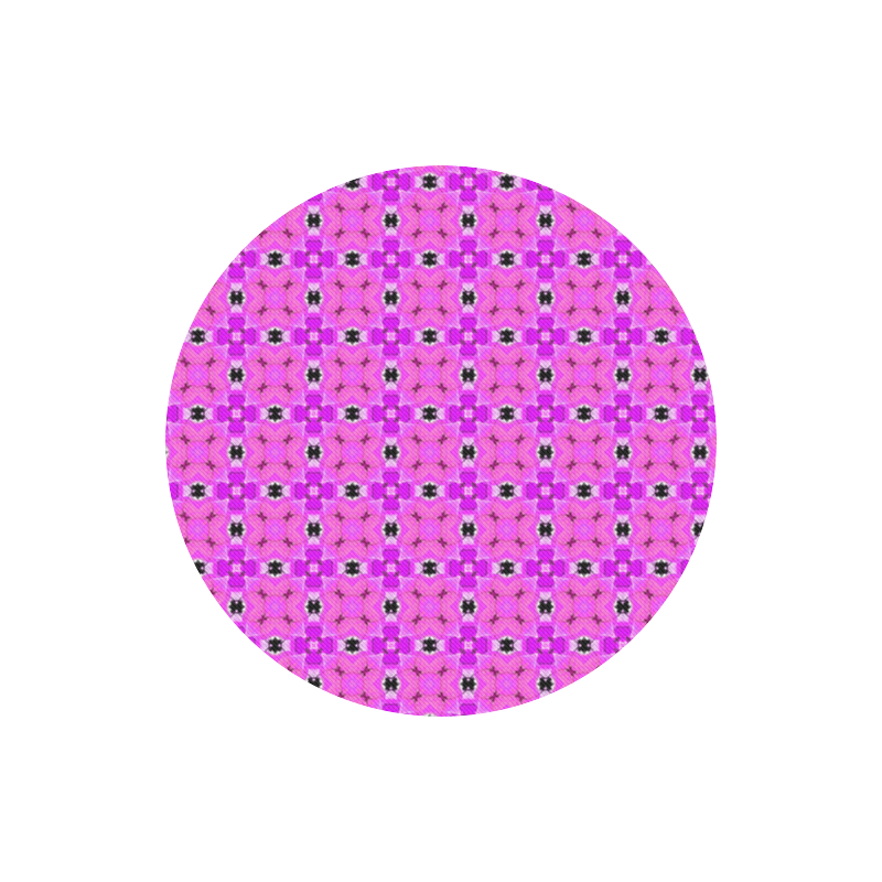 Circle Lattice of Floral Pink Violet Modern Quilt Round Mousepad