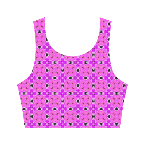 Circle Lattice of Floral Pink Violet Modern Quilt Women's Crop Top (Model T42)