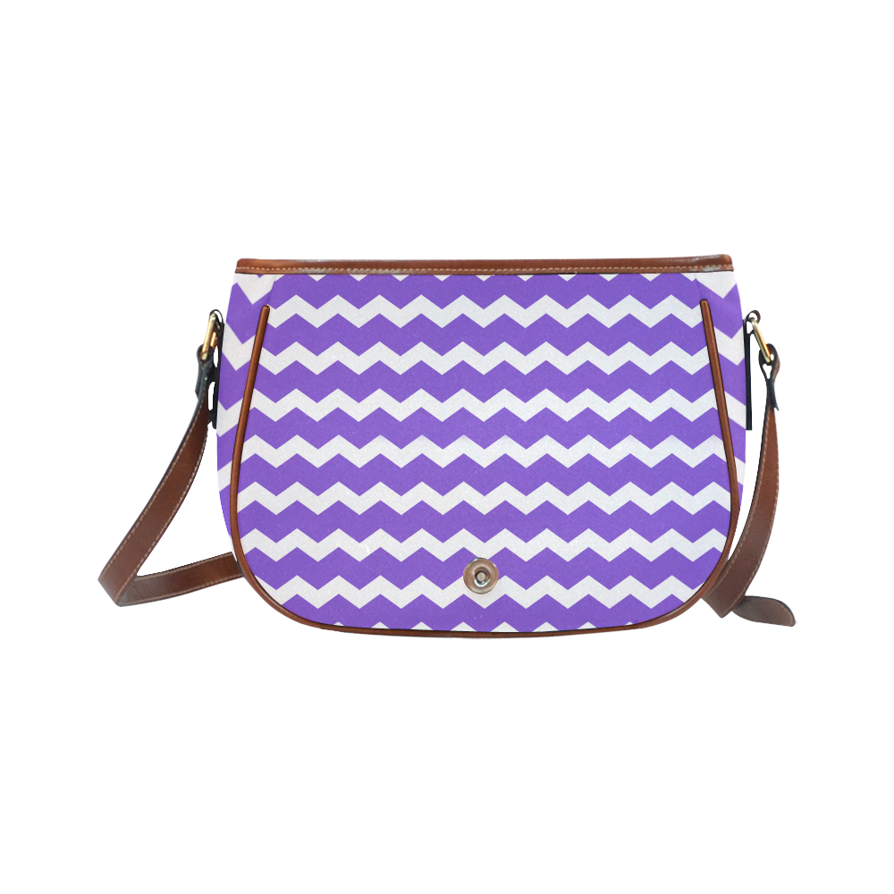 Modern Trendy Pastel Grey Lilac  Zig Zag Pattern Chevron Saddle Bag/Small (Model 1649) Full Customization