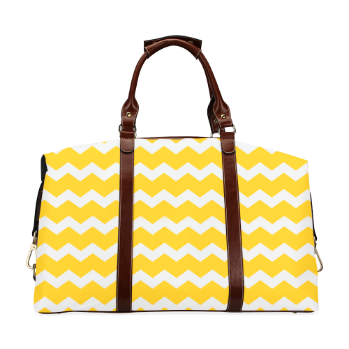 Modern Trendy Pastell Grey Sunny Yellow Zig Zag Pattern Chevron Classic Travel Bag (Model 1643)