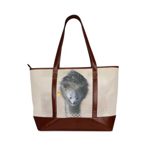 Happy Emu with Flower Tote Handbag (Model 1642)