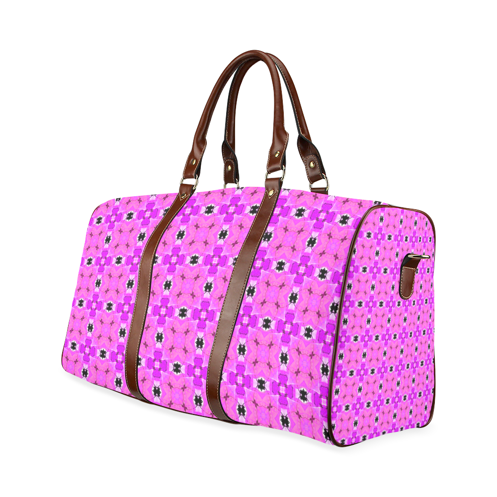 Circle Lattice of Floral Pink Violet Modern Quilt Waterproof Travel Bag/Large (Model 1639)