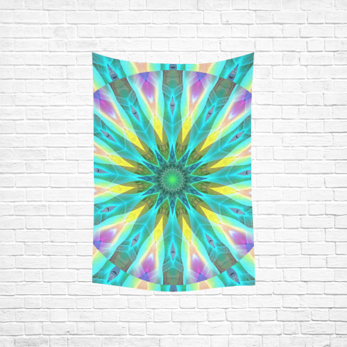 Golden Violet Peacock Sunrise Abstract Wind Flower Cotton Linen Wall Tapestry 40"x 60"