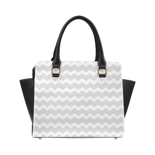 Modern Trendy Pastel Grey Zig Zag Pattern Chevron Classic Shoulder Handbag (Model 1653)