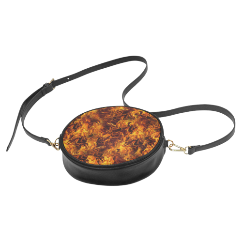 Flaming Fire Pattern Round Sling Bag (Model 1647)