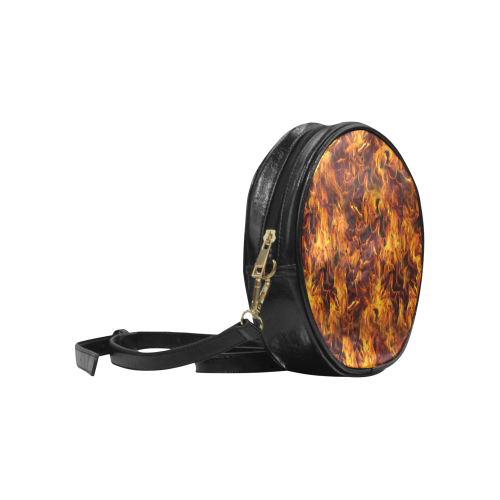 Flaming Fire Pattern Round Sling Bag (Model 1647)